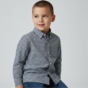GAP KIDS · BOYS' NAVY BLUE GINGHAM POPLIN SHIRT - XS (4/5)